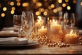 Holiday romance in lights festive dining table, merry christmas images, AI Generated