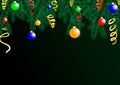 Holiday`s Background with Season Wishes and Border of Realistic Looking Christmas Tree Branches Decorated Royalty Free Stock Photo