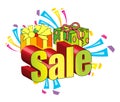 3D Sale sign with presents