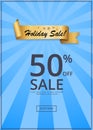 Holiday Sale 50 Off Present Label Rbbon on Blue