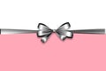 Holiday satin gift bow knot ribbon silver metal