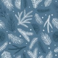 Holiday Seamless Pattern with Christmas forest branches.