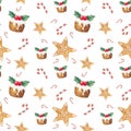 Holiday Seamless Pattern with Christmas illustrations. Xmas winter poster collection.