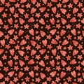 Holiday seamless pattern with red Christmas stars and hearts Royalty Free Stock Photo