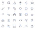 Holiday season line icons collection. Festivities, Yuletide, Merriment, Cheer, Joy, Celebration, Family vector and