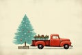 Holiday seasonal truck christmas background tree greeting winter Royalty Free Stock Photo