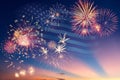 Fireworks and flag of America Royalty Free Stock Photo