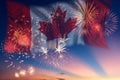 Holiday fireworks on day of Canada Royalty Free Stock Photo