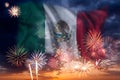 Fireworks and flag of Mexico Royalty Free Stock Photo