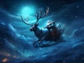 holiday sleigh gift claus christmas santa night reindeer claus winter december. Generative AI.