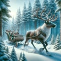 Holiday Sleigh Ride: Reindeer Through the Winter Woods