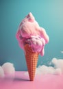 ice concept cream dessert ice art pink cream cloud summer blue. Generative AI.