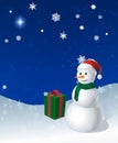 Holiday snowman and gift