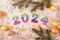 Holiday sparkling background Happy New Year 2024 Royalty Free Stock Photo