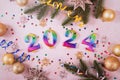 Holiday sparkling background Happy New Year 2024 Royalty Free Stock Photo