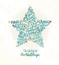 Holiday star greeting card with inspiring handwritten words