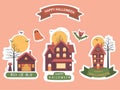 Holiday sticker sheet ,Cute halloween collections,Vector illustration.