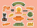 Holiday sticker sheet ,Cute halloween collections,Vector illustration.