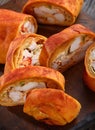 Holiday strudel or Stromboli with turkey meat Royalty Free Stock Photo