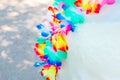 Holiday style Hawaiian party with colored lei Royalty Free Stock Photo