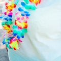 Holiday style Hawaiian party with colored lei Royalty Free Stock Photo