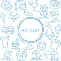 Holiday summer beach background with hand drawn doodle style Royalty Free Stock Photo