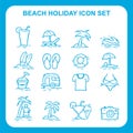 Holiday summer beach icon set with hand drawn doodle style Royalty Free Stock Photo