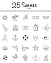 Holiday and summer outline icons - vector