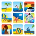 Holiday, Summer and Sea Icons Royalty Free Stock Photo