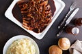 Holiday table brisket with caramelized onions Royalty Free Stock Photo