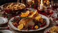 Holiday table different Christmas snacks celebration cuisine appetizer