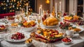 Holiday table different Christmas snacks party celebration appetite