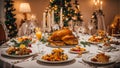 Holiday table different Christmas snacks party celebration appetite luxury