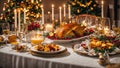 Holiday table different Christmas snacks party celebration appetite luxury service