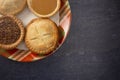 Holiday Table Set with Various Flavors of Fresh Baked Pies Royalty Free Stock Photo