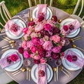 Holiday tablescape, formal dinner table setting, pink peony table scape with peonies decoration for wedding party and event