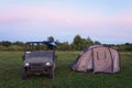camping, weekend with tents on an SUV