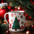 Festive Mug: Coffee Cup adorned with delightful Christmas motifs Royalty Free Stock Photo