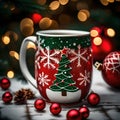 Festive Mug: Coffee Cup adorned with delightful Christmas motifs Royalty Free Stock Photo