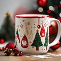 Festive Mug: Coffee Cup adorned with delightful Christmas motifs Royalty Free Stock Photo