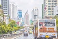 Holiday traffic at Pratunam area, Thai transportation system in Bangkok, Thailand : May 6. 2019