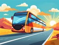 Holiday Travel Series - Colorful Abstract Art Vector Image of Bus Road Trip