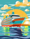 Holiday Travel Series - Colorful Abstract Art Vector Image of Passenger Ship