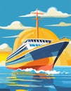 Holiday Travel Series - Colorful Abstract Art Vector Image of Passenger Ship