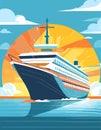 Holiday Travel Series - Colorful Abstract Art Vector Image of Passenger Ship