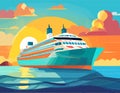 Holiday Travel Series - Colorful Abstract Art Vector Image of Passenger Ship
