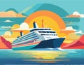 Holiday Travel Series - Colorful Abstract Art Vector Image of Passenger Ship