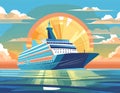 Holiday Travel Series - Colorful Abstract Art Vector Image of Passenger Ship