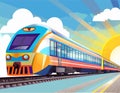 Holiday Travel Series - Colorful Abstract Art Vector Image of Passenger Train