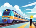 Holiday Travel Series - Colorful Abstract Art Vector Image of Passenger Train